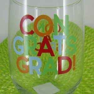 💰 4/ $20 CONGRATS GRAD!  17 oz. Stemless Wine Glass